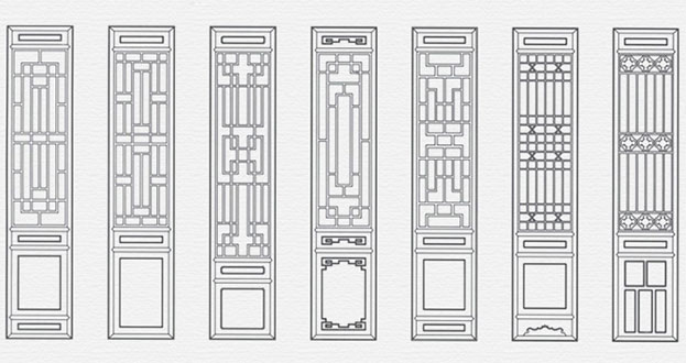 泾川常用中式仿古花窗图案隔断设计图